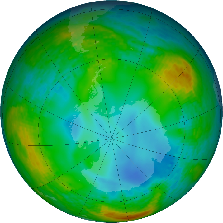 Antarctic ozone map for 16 July 1990